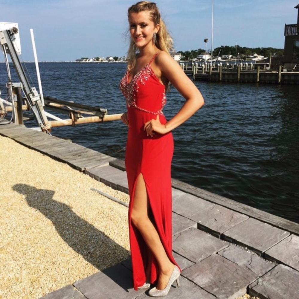 Sparkly Deep V-Neck Eleni Elias Prom Dress
